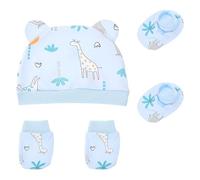 GATHINESS Set Neonatale 3 Pezzi in Cotone Cappellino Adorabile, Guantini Morbidi e Calzini Comodi per Ragazzo Ragazza, Regalo i Primi Mesi