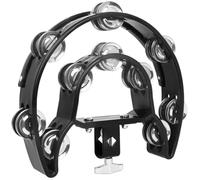 GATHINESS Tamburello Percussione Nero in Metallo e Abs Doppia Serie di Sonagli, Strumento Musicale Portatile per Adulti per Occasioni Speciali