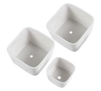 GATHINESS Vaso per Piante Verdi Vaso a Forma di Scatola 3 Pezzi in Ceramica Bianca Resistente e Decorativo per Piante da Dipingere per Balcone e Banco