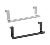 Gativs Barra Canovaccio 2 Pezzi Piccola Barra per Asciugamani Porta Asciugamani Cucina Porta Asciugamani da Appendere Alle Anta Barra Canovaccio per Porta Strofinacci Cucina Piantana Argento Nero