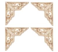 Gativs Intagliato Applique in Legno 4 Pezzi Decalcomanie in Legno Decorative Applique per mobili Legno Mobile ad Angolo Fregio Legno Fregi in Legno Decorativi per Mobili,15 * 15cm
