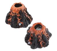 Gativs Ornamento Vulcano per Acquario - Kit 2 Pezzi in Resina con Pietra a Bolle d'Aria e Gorgogliatore