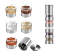 Gativs Set di spezie da campeggio 5 in 1 con macina per spezie, 5 in 1, per campeggio, spezie, con macinaspezie, portatile, per viaggi, casa, cucina, bistecca