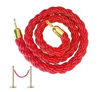 Gativs Transenne Corda 1,5m Stanchion corda Rosso Cordone Intrecciato Fune Cordone Transenne Eliminacode con Ganci d'oro Barriera Della Corda per Hotel Ristorante Cinema Controllo Della Folla