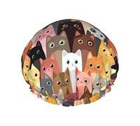 Gato Gatito Gorro de ducha Otoño Girasoles Gorro de ducha impermeable Gorros de baño reutilizables para mujeres Protección del cabello Elástico Todo el cabello