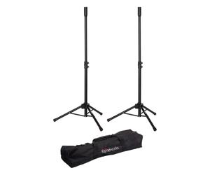 Gator Frameworks, Set di Supporti per Altoparlante Mini Treppiede Leggeri e Compatti con Borsa da Trasporto in Nylon (GFWSPK0250SET), Nero