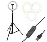 Gator Frameworks Supporto per illuminazione ad anello LED da scrivania da 10 pollici con supporto per telefono e base compatta zavorrata, (GFW-RINGLIGHTDSKTP)