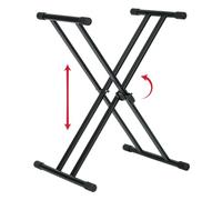 Gator Frameworks - Supporto per Tastiera a X, Altezza Regolabile 7,6-101,6 cm, Portata 90 kg, Struttura in Acciaio Doppia, Pieghevole e Trasportabile (GFW-KEY-2000X)