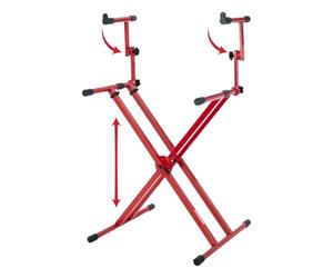 Gator Frameworks Supporto per tastiera Deluxe a due livelli con telaio a X, finitura rossa brillante (GFW-KEY-5100XRED)