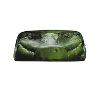 Gator Lurking - Astuccio per matite con stampa verde, portatile, da viaggio, per penne, organizer per forniture per ufficio e viaggio, Argento, Taglia unica