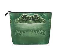 Gator Lurking Green - Borsa per il trucco, impermeabile, grande capacità, con cerniera, per viaggi, lavoro, casa, multifunzione, per riporre le monete, colore: verde, Nero , Taglia unica