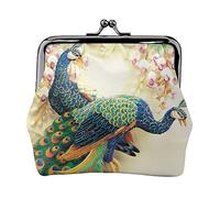 Gator Lurking - Portamonete da donna, in pelle PU, con stampa, stile vintage, Pavone orientale sull'albero dei fiori, Taglia unica, Vintage