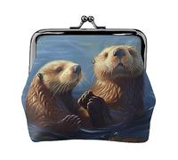 Gator Lurking - Portamonete da donna, in pelle PU, con stampa, stile vintage, Pittura di lontre marine, Taglia unica, Vintage