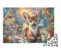 Gatos y conejo jardinería al atardecer Rompecabezas 1000 Piezas Gatos con conejo en el jardín de flores Estético y Desafiante Decoración Hogar Regalo para Familiares/Parejas Adultos y Niños +8 Años