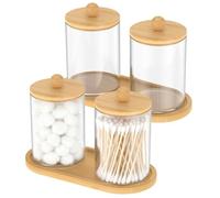 Gatphy Contenitore per tamponi di cotone, 2/3 pezzi, in acrilico, con bacchette di base, contenitore per toeletta, organizzatore per palline di cotone, tamponi di cotone interdentali, elastici per