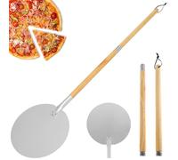 Gatphy Pala per Pizza Lunga 30 x 30 x 126 cm Tonda con Rivestimento Protettivo in Acciaio Durevole e Facile da Far Scorrere per Trasferire Pizza e Pane
