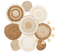 Gatphy Set di 5 cestelli da parete Boemia a mano decorazione da parete in rattan vimini, decorazione da parete rotonda in rattan, decorazione da parete, set da tavolo per camera da letto, sala da