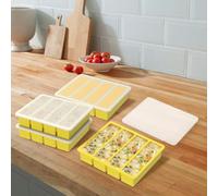 Gatphy Souper Cubes Set di 4 stampi in silicone con coperchio sigillato, per conservare salse di pasta, brodo di ossa, frullati freschi (giallo)