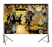Gatsby 20 anni '20 Flapper Jazz Foto Sfondo Fotografia Photo Booth Photo Box Accessori di Scena, 2,1 x 1,5 m