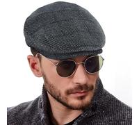 Gatsby Ivy Irish Newsboy, berretto da uomo con paraorecchie, berretto piatto per primavera, autunno, inverno (misura regolabile 55-59 cm), Plaid blu-nero, Taglia unica