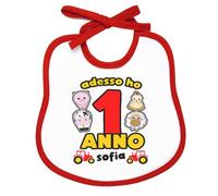 Gattablu Bavaglino bavetta Il mio Primo Compleanno adesso ho 1 anno! Personalizzato con nome bimbo o bimba! Festa party animali fattoria!