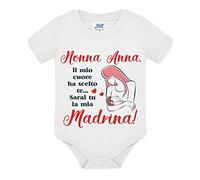 Gattablu Body bimba neonata bebè Il mio cuore ha scelto te, sarai tu la mia madrina! PERSONALIZZATO CON IL NOME DELLA MADRINA! Nonna, zia, amica! Idea regalo sorpresa nascita e battesimo! (0-3 mesi)