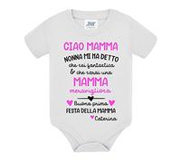 Gattablu Body bimba neonata Nonna mi ha detto che sei meravigliosa, Buona prima festa della mamma PERSONALIZZATO CON NOME bebè! Cuoricini rosa! (9 mesi)