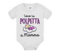Gattablu Body bimba neonata tutina divertente Sono la polpetta di mamma, scritte rosa per femmina! Festa della mamma! (3 mesi)