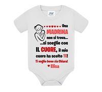 Gattablu Body bimbo bimba neonato neonata Una madrina non si trova si sceglie con il cuore, il mio ha scelto te! Personalizzato con i nomi! (6 mesi)