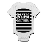 Gattablu Body bimbo neonato bebè Dentro 9 mesi, rilasciato per buona condotta! Bimbo carcerato! Divertente idea regalo per bambino e bambina! (3-6 mesi)