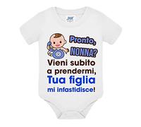 Gattablu Body bimbo neonato bebè Pronto nonna vieni subito a prendermi tua figlia mi infastidisce! Divertente idea regalo per festa dei nonni! (9 mesi)