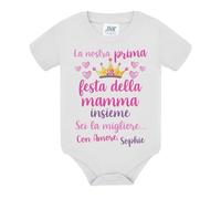 Gattablu Body neonata La nostra prima festa della mamma insieme! Con amore! Personalizzato con nome bimba!
