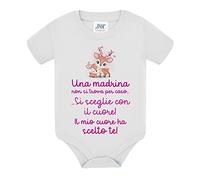 Gattablu Body neonato bimba e bimbo Una madrina non si trova per caso, si sceglie con il cuore, il mio ha scelto te! Nascita e battesimo baby cerbiatti! (6 mesi)