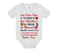 Gattablu Body neonato neonata Caro futuro papà, il tuo regalo di San Valentino è nel pancione di mamma! Personalizzato con nome o soprannome bimbo o bimba! (3 mesi)