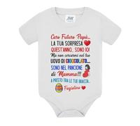 Gattablu Body neonato neonata Caro futuro papà, la sorpresa di pasqua non è nell'uovo ma nel pancione di mamma! Personalizzato con nome o soprannome bimbo o bimba! (3 mesi)