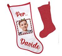 Gattablu Calza della befana, personalizzata con foto e nome! Idea regalo personalizzabile Epifania per bimbo e bimba, amico amica, fidanzata fidanzato, famiglia, marito e moglie!