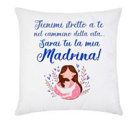 Gattablu Federa per Cuscino con Stampa Tienimi Stretto a Te nel cammino della Vita, Sarai tu la mia Madrina! Idea Regalo dolcissima per Cerimonia Nascita e Battesimo Bimbo!