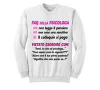 Gattablu Felpa Donna Bianca Risposte Divertenti FAQ della Psicologa, Domande e Frasi da Non Dire ad Una psicologa, Divertente Idea Regalo per Laurea in Psicologia (XL)
