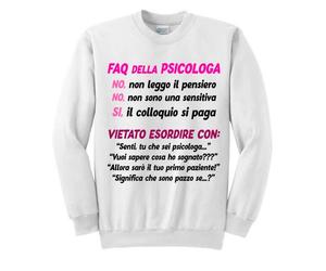 Gattablu Felpa Donna Bianca Risposte Divertenti FAQ della Psicologa, Domande e Frasi da Non Dire ad Una psicologa, Divertente Idea Regalo per Laurea in Psicologia (S)
