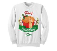 Gattablu Felpa Girocollo Unisex Uomo o Donna Team Panettone, Personalizzata con Il Nome! Natale Divertente!