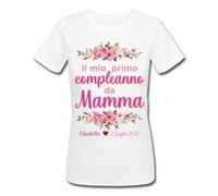 Gattablu T-Shirt Maglietta Donna Il Mio Primo Compleanno da Mamma! Personalizzata con Nome e Data! Fiori Rosa!