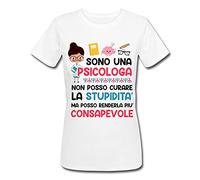 Gattablu T-Shirt Maglietta Donna Sono Una psicologa Non Posso Curare la stupidità ma Posso renderla più Consapevole! Regalo Divertente psicologi, Laurea psicologia!