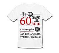 Gattablu T-Shirt Uomo Compleanno Non compio 60 Anni ma 18 con 42 di Esperienza! Idea Regalo con Numero età Personalizzabile!