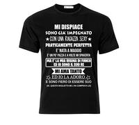 Gattablu T-Shirt Uomo Nera Mi Dispiace Sono già impegnato con Una Ragazza Sexy praticamente Perfetta, Personalizzata con Mese di Nascita di lei, Idea Regalo Divertente Amore Coppia!