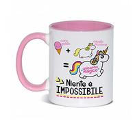 Gattablu Tazza mug 11 oz color rosa Cono gelato più cavallo ciccione uguale unicorno magico, niente è impossibile! Idea regalo divertente kawaii!