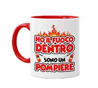 Gattablu Tazza mug 11 oz color rossa Ho il fuoco dentro, sono un pompiere! Idea regalo divertente vigile del fuoco!