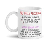 Gattablu Tazza Mug 11 oz FAQ della Psicologa, Le risposte Divertenti alle Frasi da Non Dire ad Una psicologa, Divertente Idea Regalo per Laurea in Psicologia