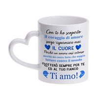 Gattablu Tazza Mug 11 oz Manico Cuore Un Amore Intenso, lotterò per Te! Ti Amo! Idea Regalo d'Amore per Lui e per lei, Fidanzamento, Matrimonio, perdono, riconquistare Amore perduto! Scritte Azzurre!