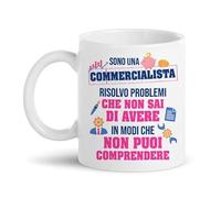 Gattablu Tazza mug 11 oz Sono Una commercialista, risolvo Problemi Che Non sai di Avere, Divertente, Laurea economia!