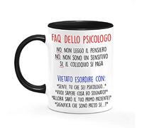 Gattablu Tazza mug color nera 11 oz FAQ dello Psicologo, Le risposte Divertenti alle Frasi da Non Dire ad Uno psicologo, Divertente Idea Regalo per Laurea in Psicologia